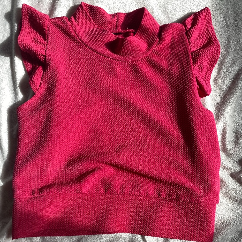 Pink ruffle shoulder top